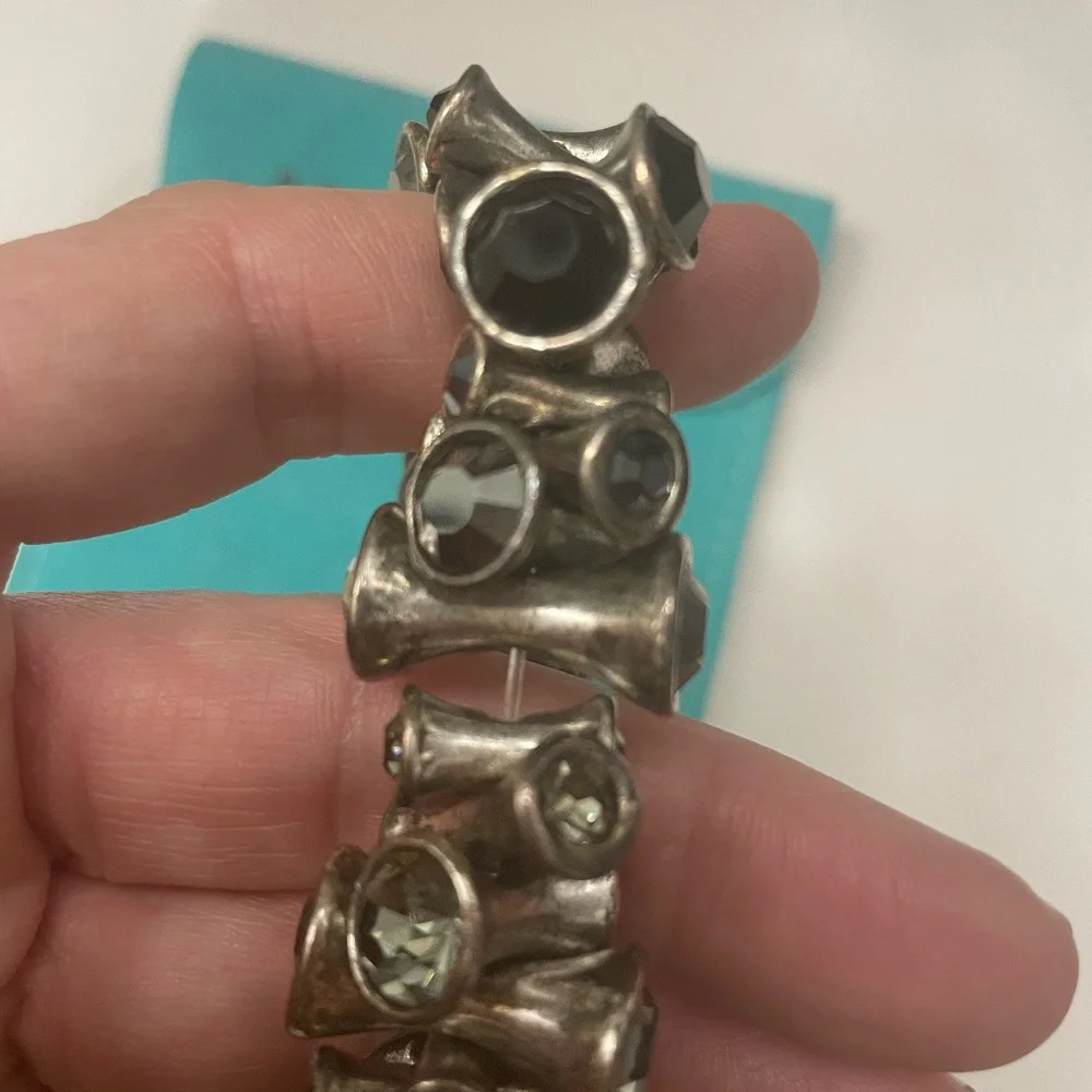Reminiscence Paris Silver Black Grey Stretch Rocker Bracelet